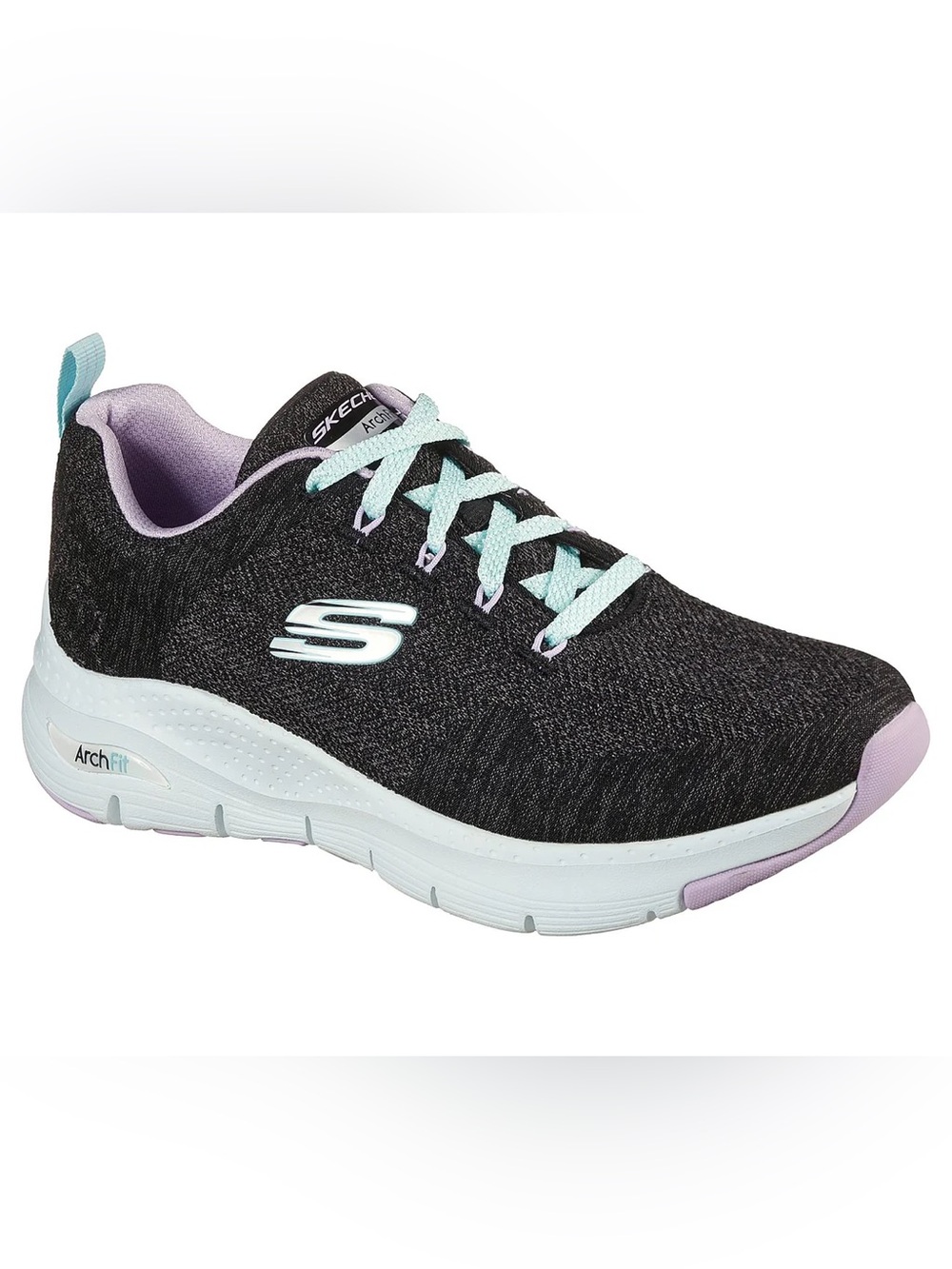 Skechers Women’s ARCH FIT COMFY WAVE BLACK Blue Sneakers Running Shoes size 7.5